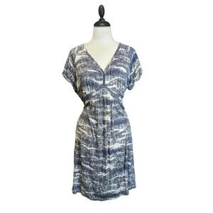 Daisy Fuentes Blue V-neck Short Sleeve Dress Size Large